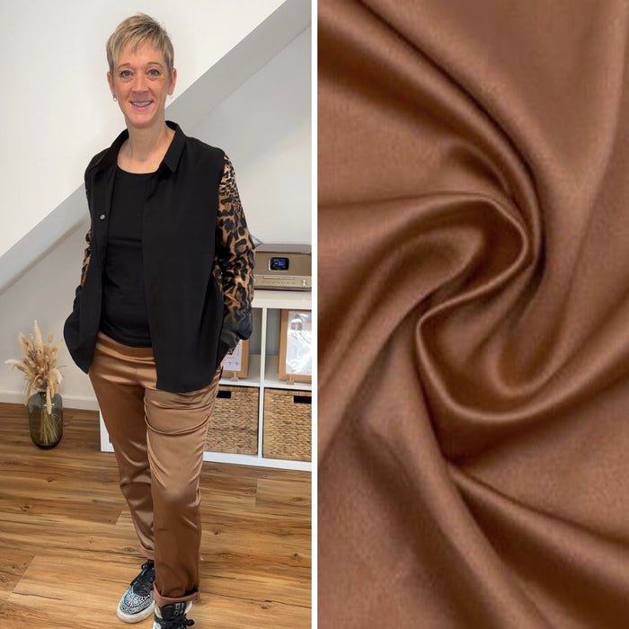 Baumwoll-Satin-Stretch mit Glanz | Bronze