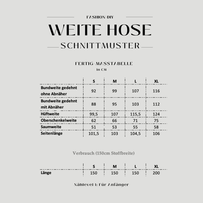 Papierschnittmuster | Weite Hose