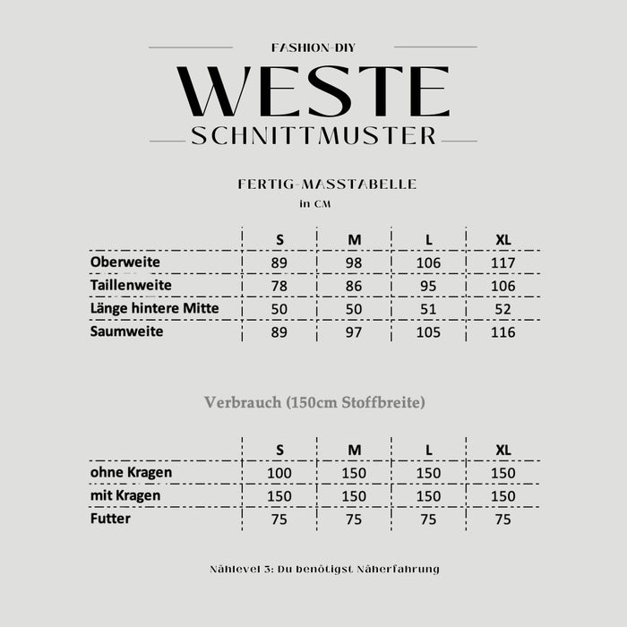 Papierschnittmuster | Weste