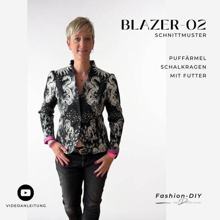 Papierschnittmuster | Blazer mit Schalkragen und Puffärmeln
