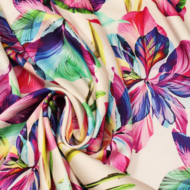 Javanaise Viskose Satin | bunte Blumen