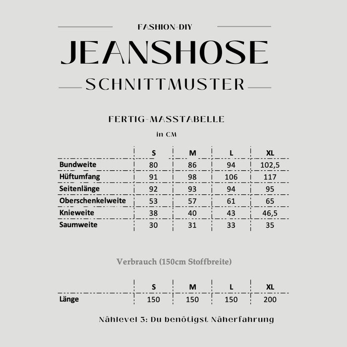 Papierschnittmuster | Jeanshose
