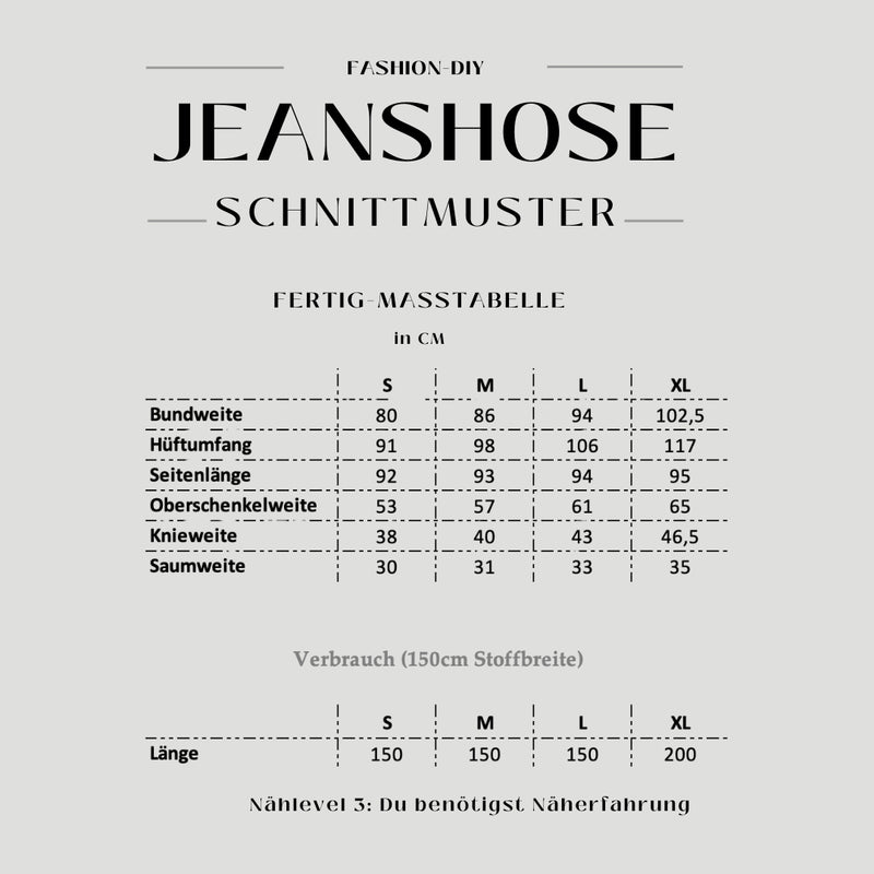 Papierschnittmuster | Jeanshose