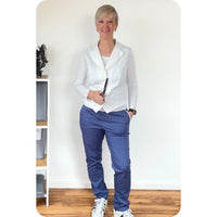 Baumwollsatin mit Elasthan | Jeansblau