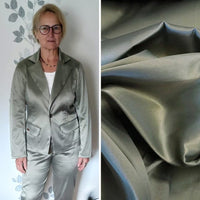 Baumwoll-Satin-Stretch mit Glanz | Olive