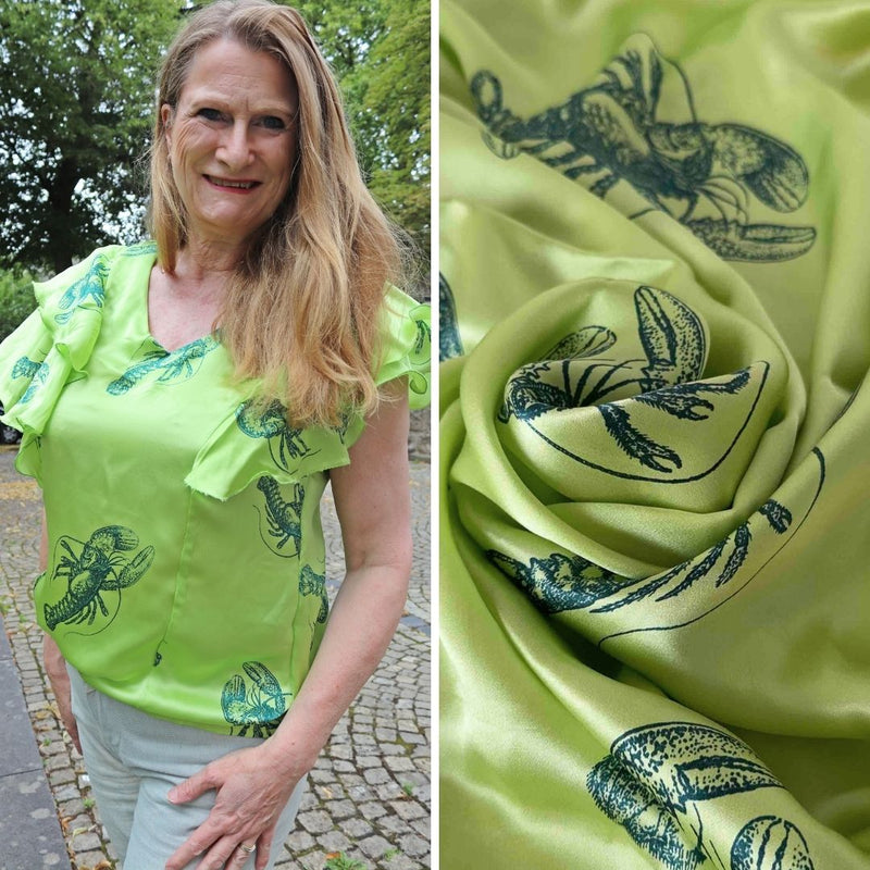 STOFFSTÜCK | Seidenstoff | Hummer Grün