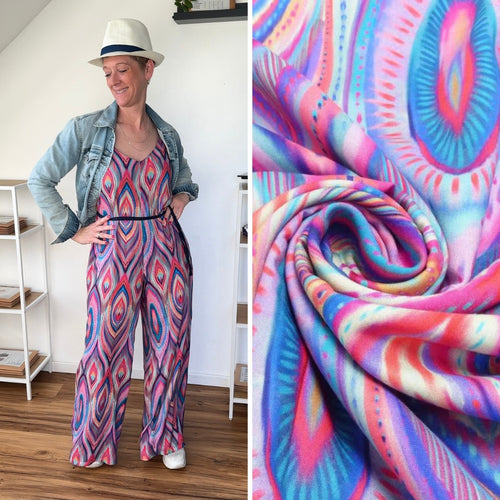 Viskose Ethno Pop | Pink-Blau