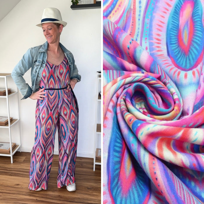 Viskose Ethno Pop | Pink-Blau