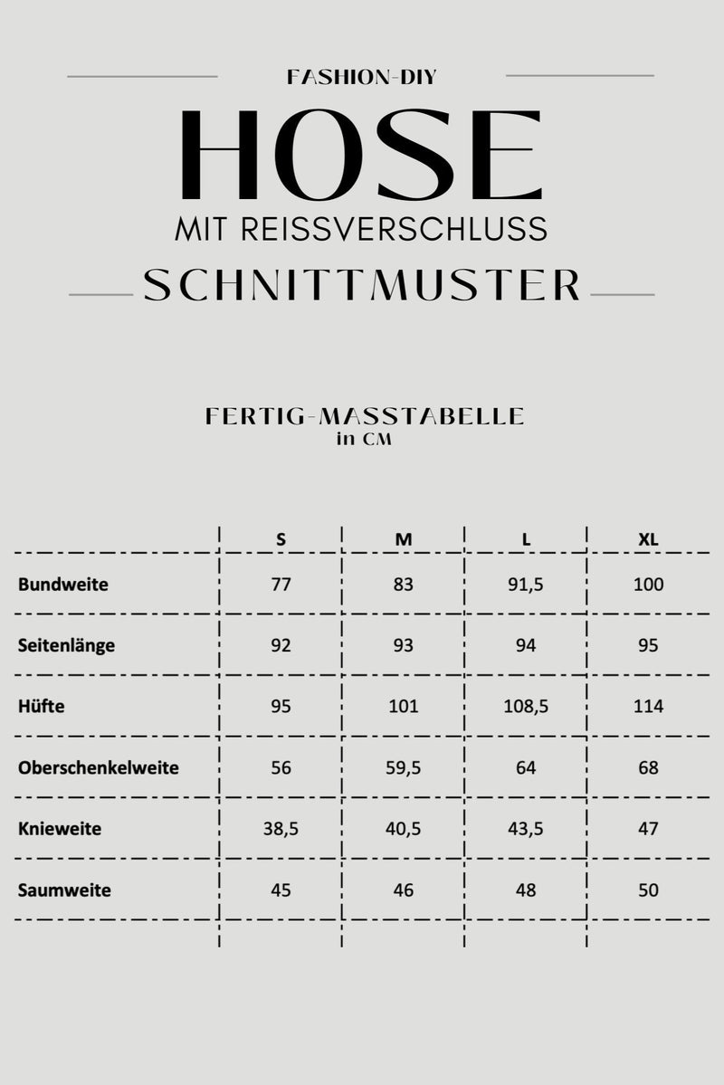 Papierschnittmuster | Hose mit Reissverschluss