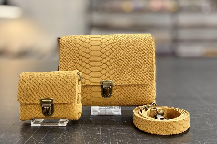 DIY-Crossbody LUNA - Wildleder Cognac