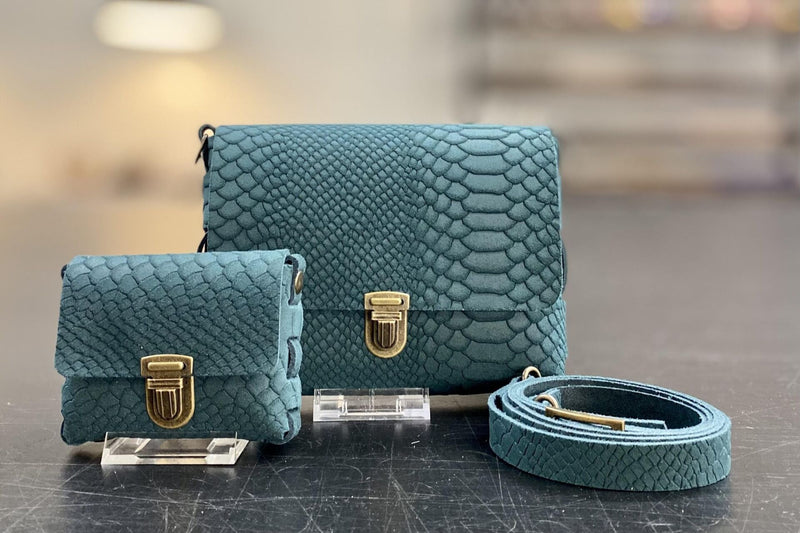 DIY-Crossbody LUNA - Wildleder Petrol