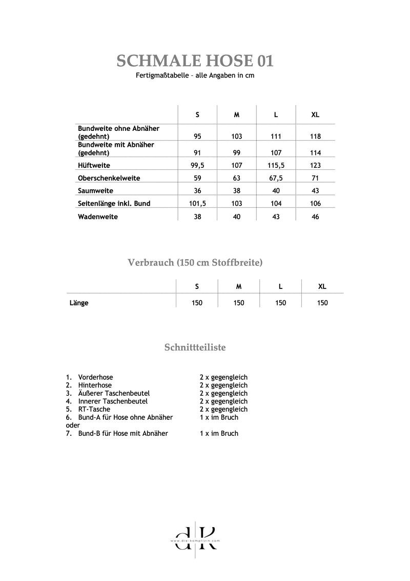 Schnittmuster | Schmale Hose