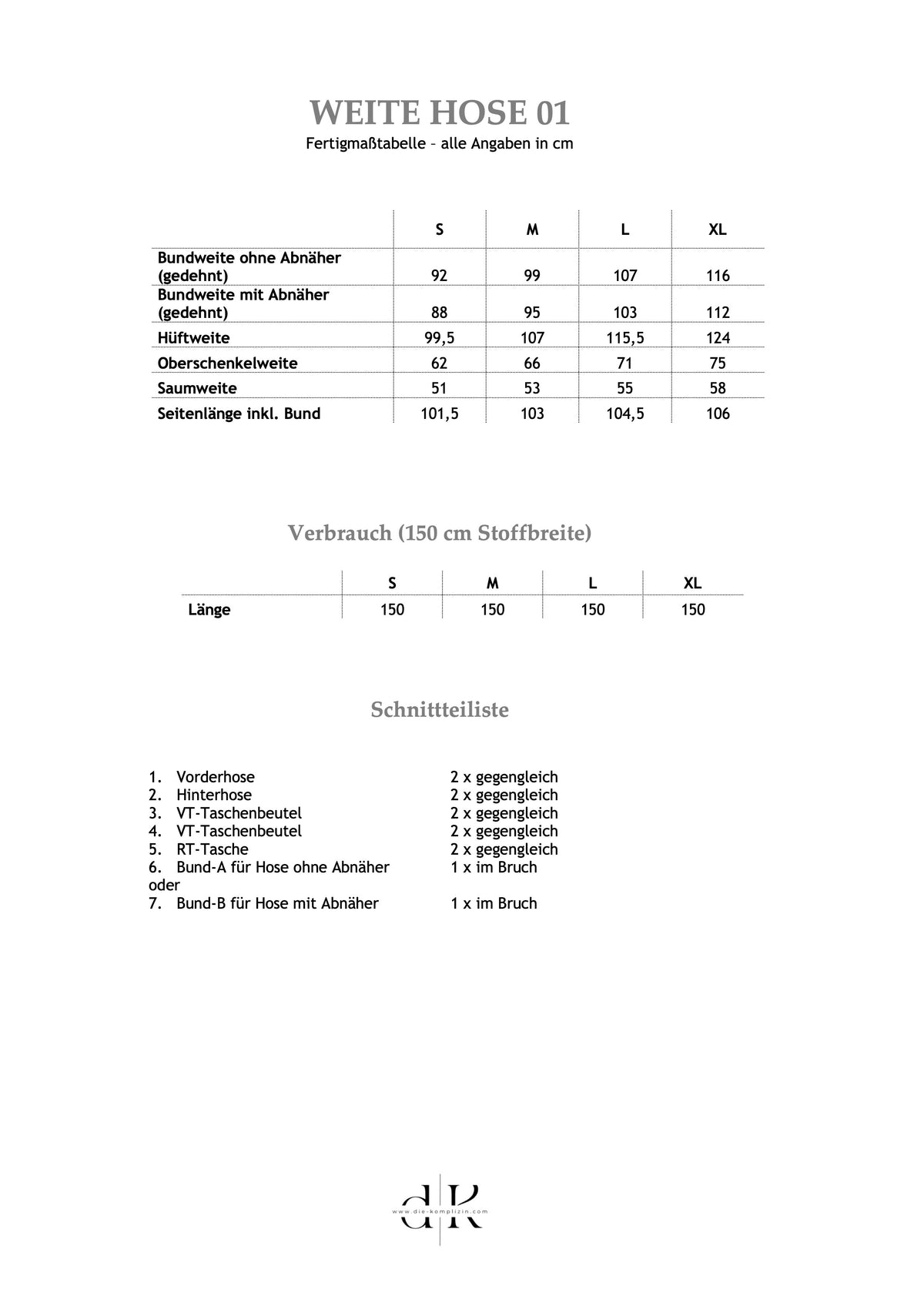 Schnittmuster | Weite Hose