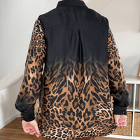Javanaise Viskose Satin Animal Print | Leo & Farbverlauf-Bordüre