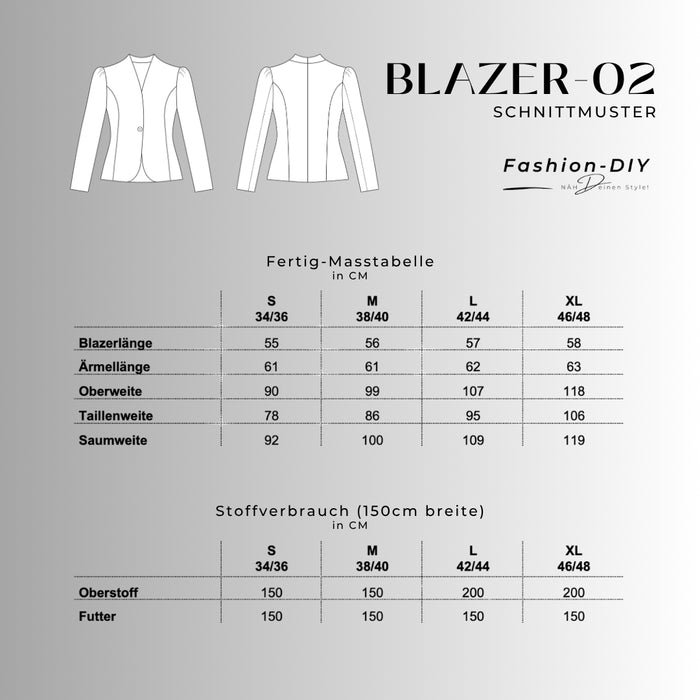 Papierschnittmuster | Blazer mit Schalkragen und Puffärmeln
