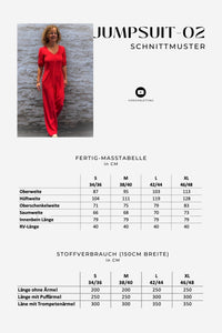 Schnittmuster | Jumpsuit-02 mit Puffärmeln oder ohne Ärmel