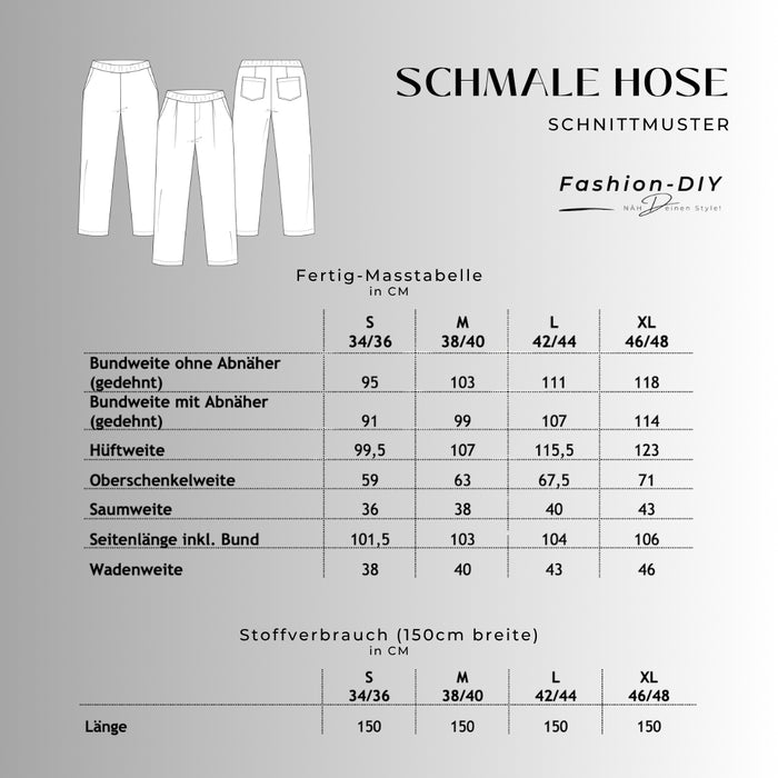 Papierschnittmuster | Schmale Hose