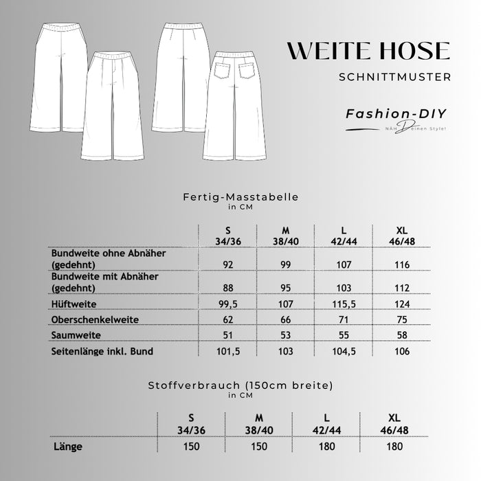Papierschnittmuster | Weite Hose