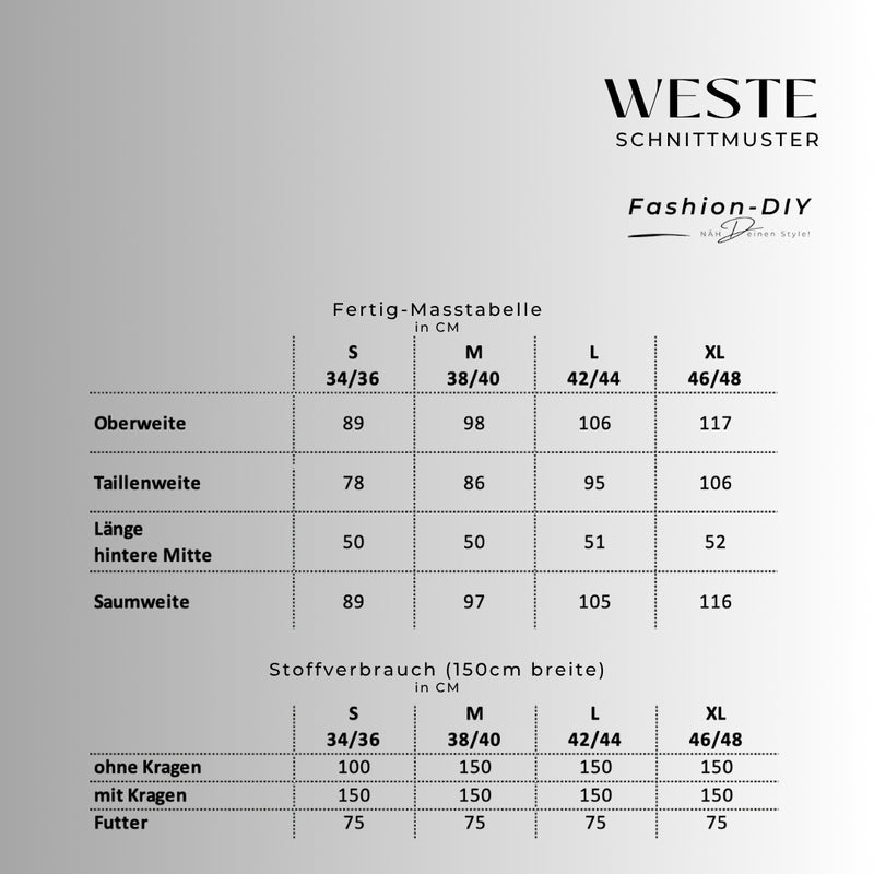 Papierschnittmuster | Weste