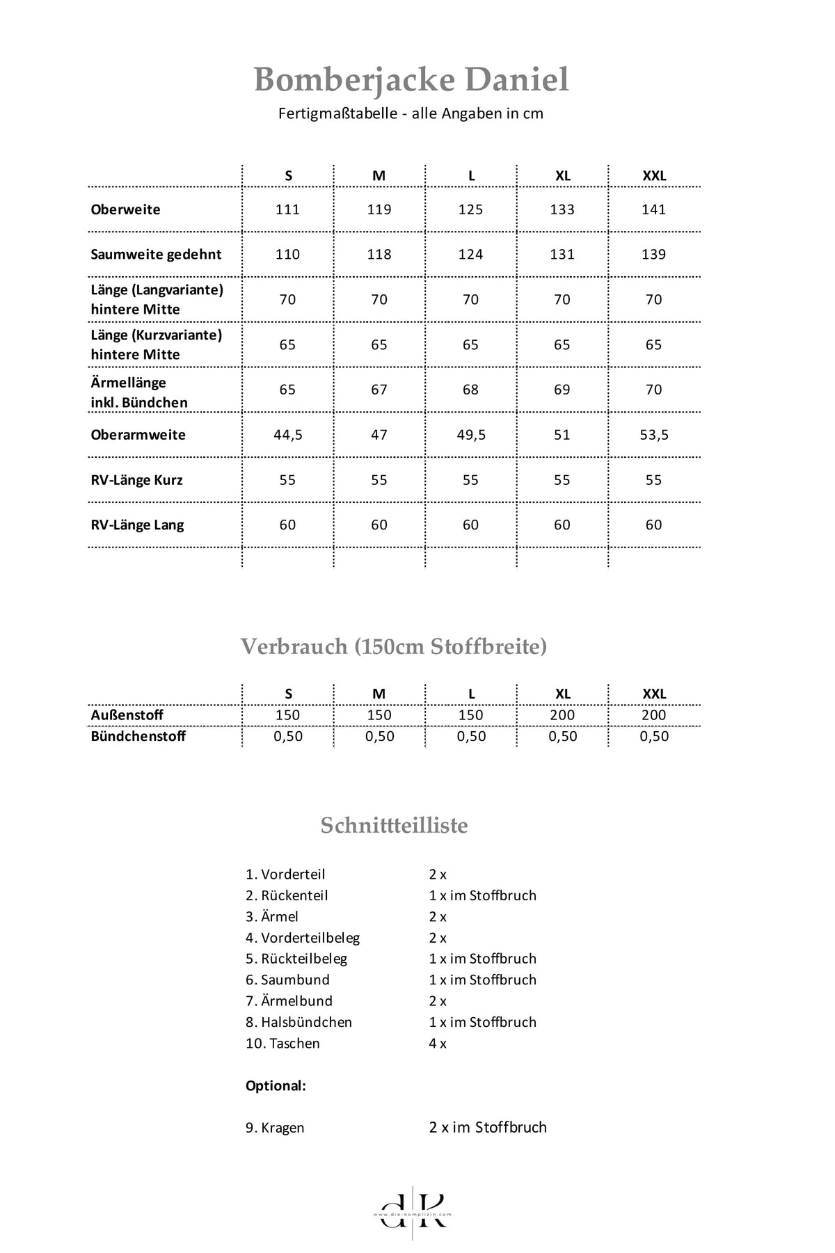 Schnittmuster | Bomberjacke Daniel