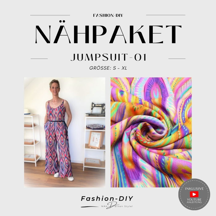 Nähpaket Jumpsuit-01 | Grün-Orange