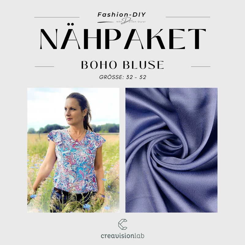 Nähpaket Boho Bluse | Jeansblau