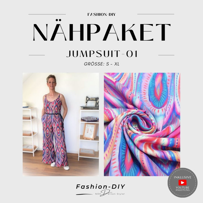 Nähpaket Jumpsuit-01 | Pink-Blau