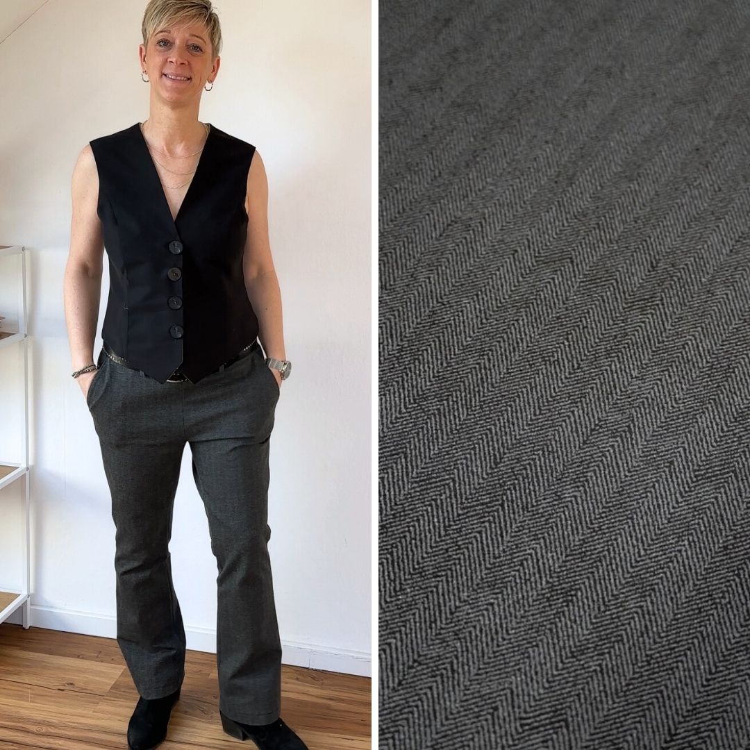 Romanit Jersey Fischgrat | Grau-Schwarz