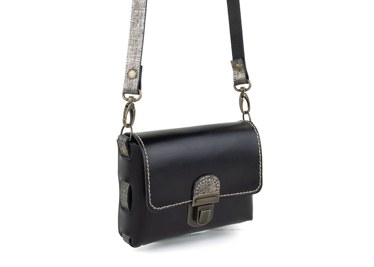 DIY-Crossbody STELLA - Glattleder Schwarz