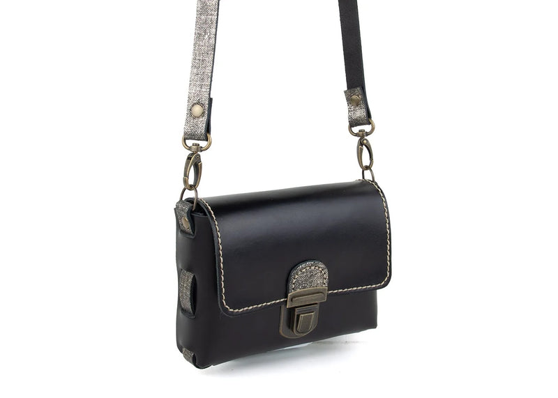 DIY-Crossbody STELLA - Glattleder Schwarz