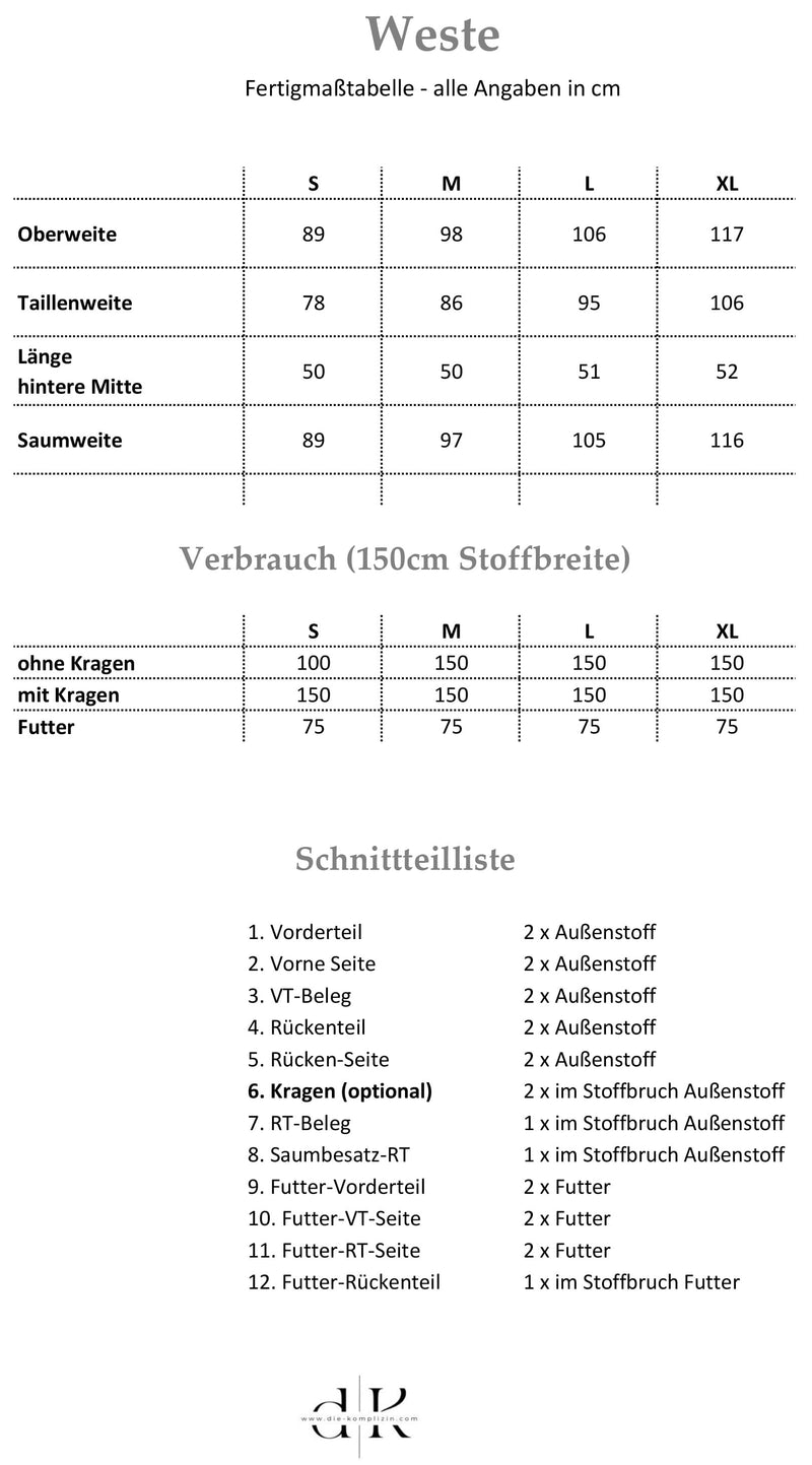 Schnittmuster | Weste