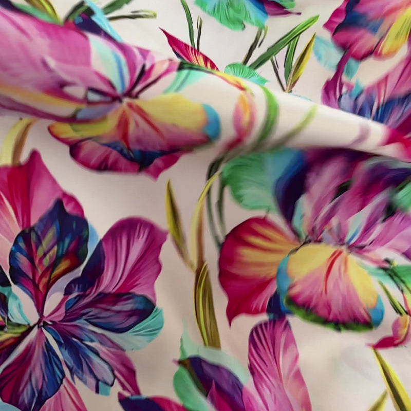 Javanaise Viskose Satin | bunte Blumen
