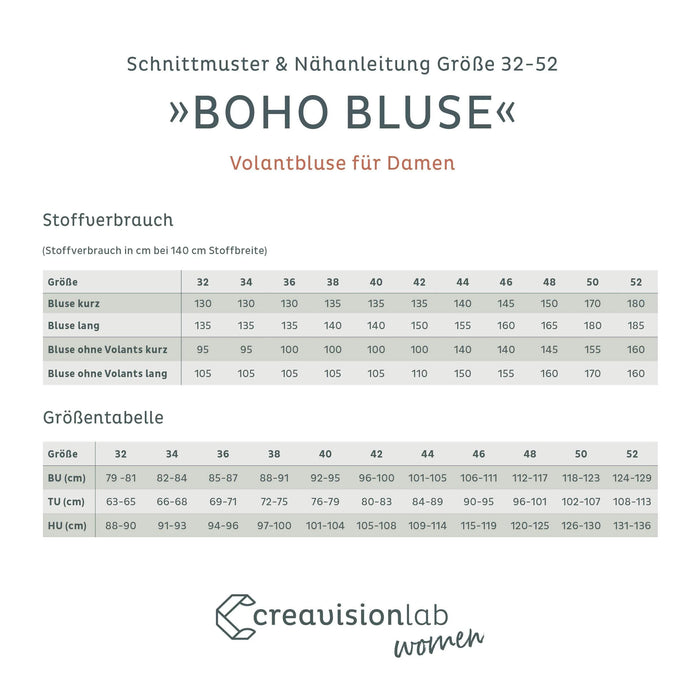 Papierschnittmuster | Boho Bluse mit Volants