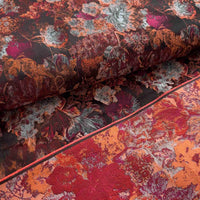 Jacquard Webware | Orange-Bordeaux mit goldenen Akzenten